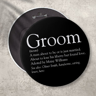 Groom Definition, Stag Bachelor Party, Wedding Button