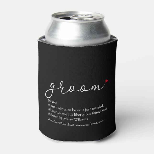 Groom Definition, Stag Bachelor Party, Wedding Can Cooler (Can Front)