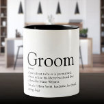 Groom Definition, Stag Bachelor Party, Wedding Two-Tone Coffee Mug<br><div class="desc">Personalise with the groom's definition to create a unique gift for bachelor stag parties and weddings. A perfect way to show him how amazing he is on his big day and a perfect keepsake for the rest of his life. Designed by Thisisnotme©</div>