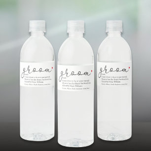 Groom Definition Stag Bachelor PartyWedding Water Bottle Label