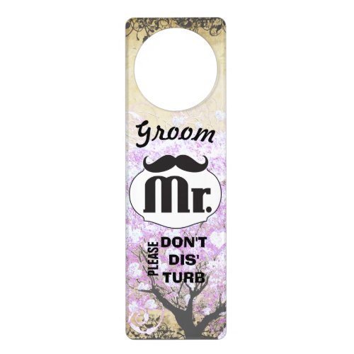 GROOM Dont DIS TURB Lavender Heart Leaf Wedding Door Hanger