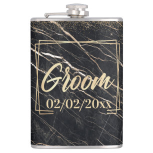 Groom Elegant: Golden Marble Celebration Flask