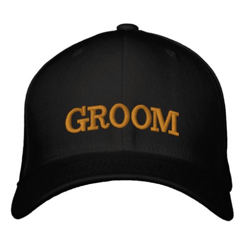 GROOM embroidered baseball cap gold  black