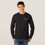 Groom Embroidered Long Sleeve T-Shirt<br><div class="desc">For the Groom shown is a black color long sleeve t-shirt to relax in. White embroidered text on the front upper left chest area.
Customize this item or buy as shown.</div>