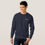 Groom Embroidered Sweatshirt<br><div class="desc">For the Groom shown is a navy-blue long sleeve pullover sweatshirt to relax in. White embroidered text on the front upper left chest area.
Customize this item or buy as shown.</div>