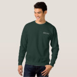 Groom Embroidered Sweatshirt<br><div class="desc">For the Groom shown is a deep forest color long sleeve pullover sweatshirt to relax in. White embroidered text on the front upper left chest area.
Customize this item or buy as shown.</div>