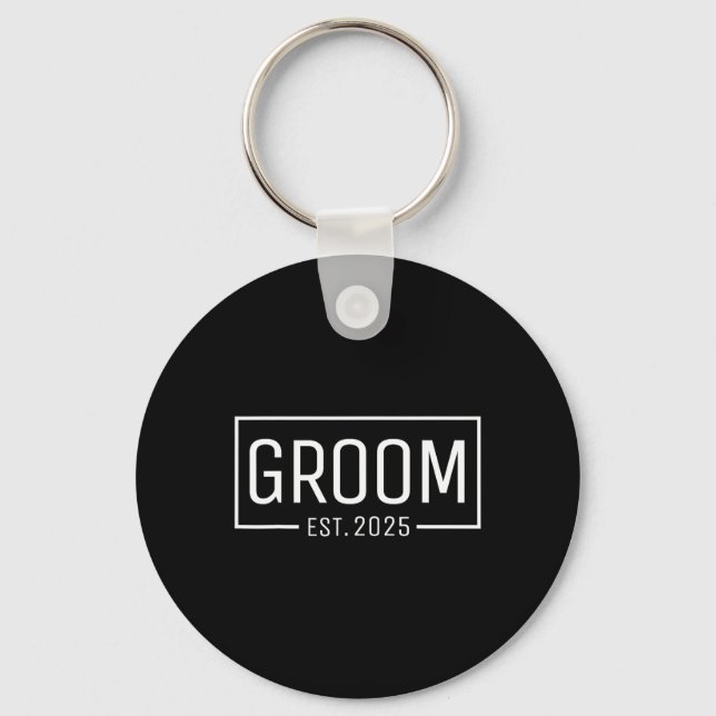 Groom Est. 2025 Married Wedding Engagement Getting Keychain (Front)