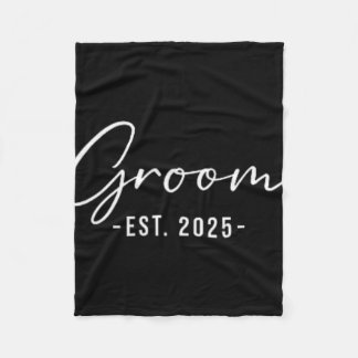 Groom Est. 2025 Matching Getting Ready Bride Groom Fleece Blanket