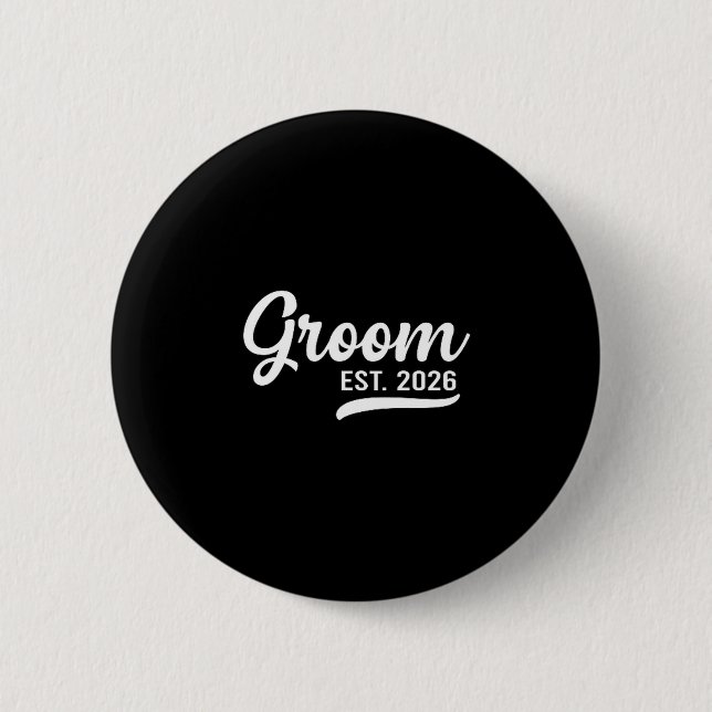 Groom Est 2026 Just Married Honeymoon Wedding Groo Button (Front)