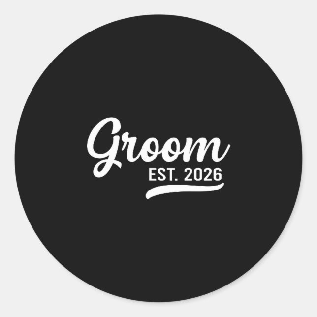 Groom Est 2026 Just Married Honeymoon Wedding Groo Classic Round Sticker (Front)