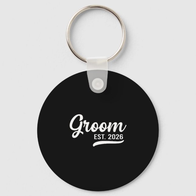 Groom Est 2026 Just Married Honeymoon Wedding Groo Keychain (Front)
