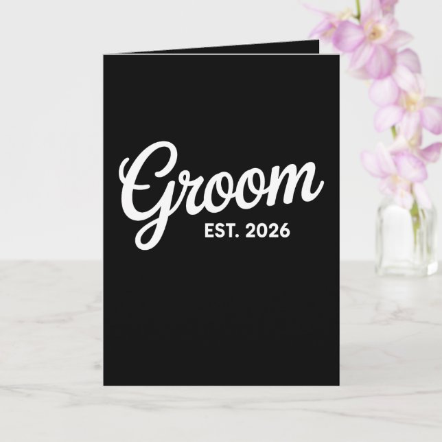 Groom Est 2026 Matching Getting Ready Wedding Card (Orchid)