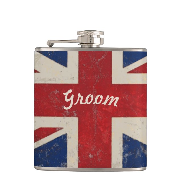 Groom Flask UK Vintage Flag (Front)