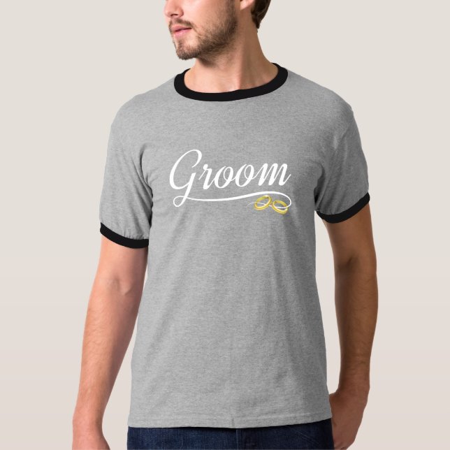 Groom Floral Wedding Calligraphy Ringer Shirt (Front)