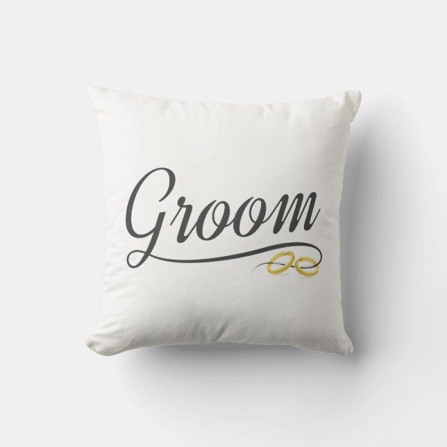 Groom Floral Wedding Calligraphy Throw Pillow (Front)