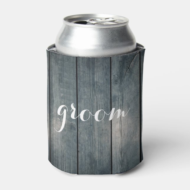 GROOM For Him Wedding Black Can Cooler (Can Front)