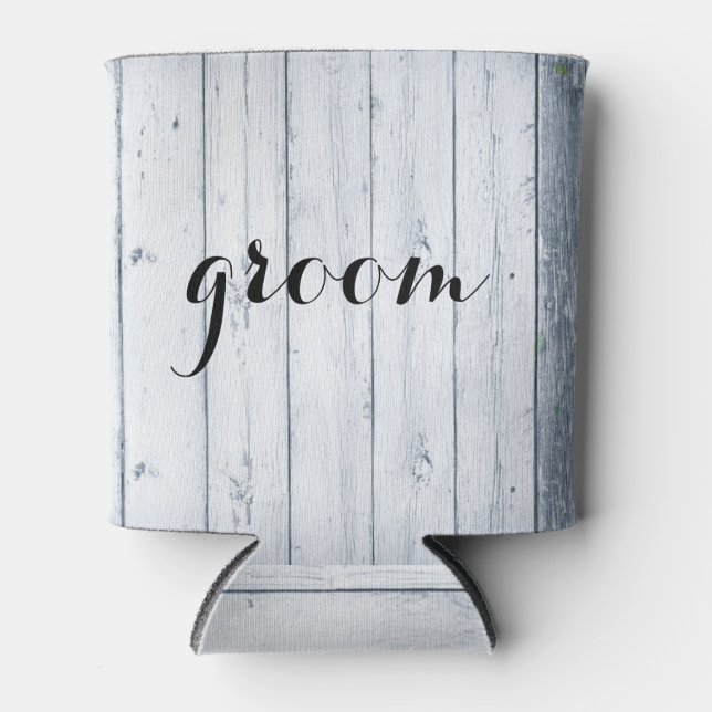 GROOM For Him Wedding Black Can Cooler (Front)