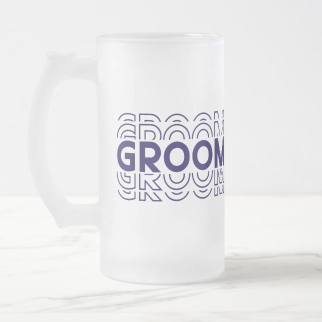 Groom  frosted glass beer mug (Left)