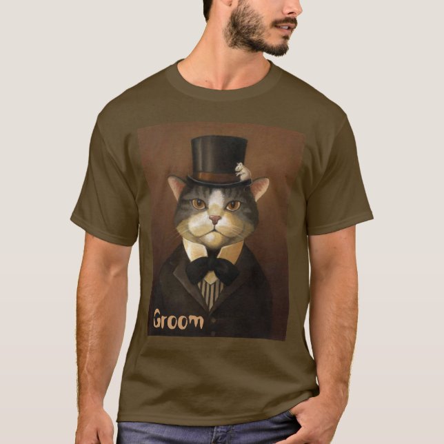 GROOM,funny groom cat T-Shirt (Front)