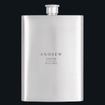 Groom Gift Navy Blue Minimalist Wedding Flask<br><div class="desc">Fully customizable wedding flask with dark navy blue text.</div>