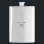 Groom Gift Navy Blue Minimalist Wedding Flask<br><div class="desc">Fully customizable wedding flask with dark navy blue text.</div>