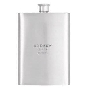 Groom Gift Navy Blue Minimalist Wedding Flask