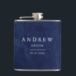 Groom Gift Watercolor Blue Wedding Flask<br><div class="desc">Dark blue watercolor wedding flask with beautifully painted watercolor background. Fully customizable!</div>