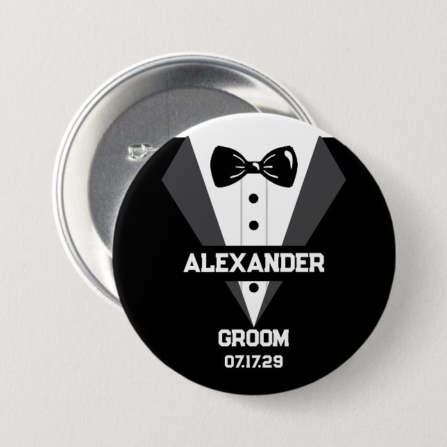 Groom Gift with Custom Name and Wedding Date Button (Front & Back)