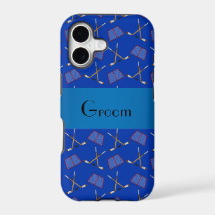Groom gifts blue hockey pattern iPhone 17 case