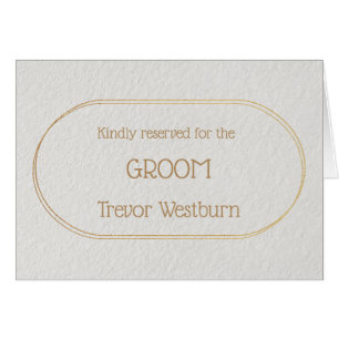 GROOM Gold and White Place Name Card