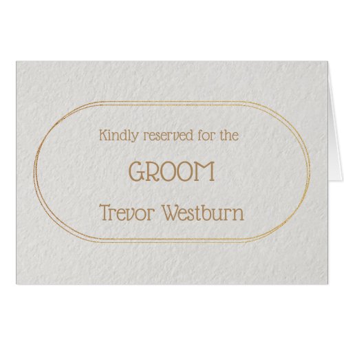 GROOM Gold and White Place Name Card