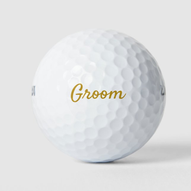 Groom Gold and White Souvenir Golf Balls (Front)