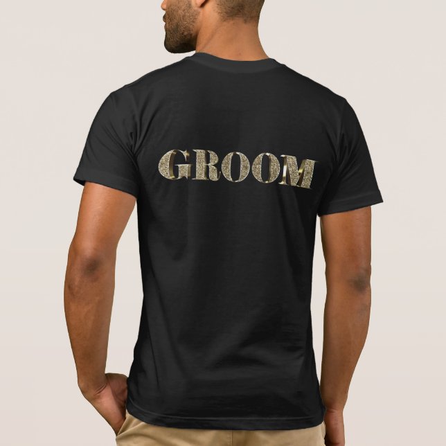 Groom Golden Glitter Typography Elegant Wedding T-Shirt (Back)