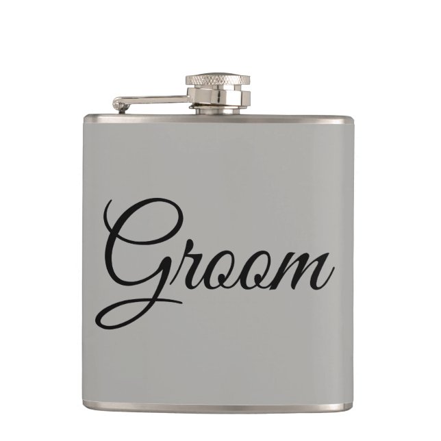 Groom Gray and Black Hip Flask (Front)
