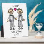 Groom Groom I Do Personalized Wedding Plaque<br><div class="desc">Gay marriage gifts and gay wedding favors for gay grooms tying the knot and getting married. Picture of stick figure art grooms and text that reads,  "I Do".  Great gift ideas for gay grooms having a wedding.</div>