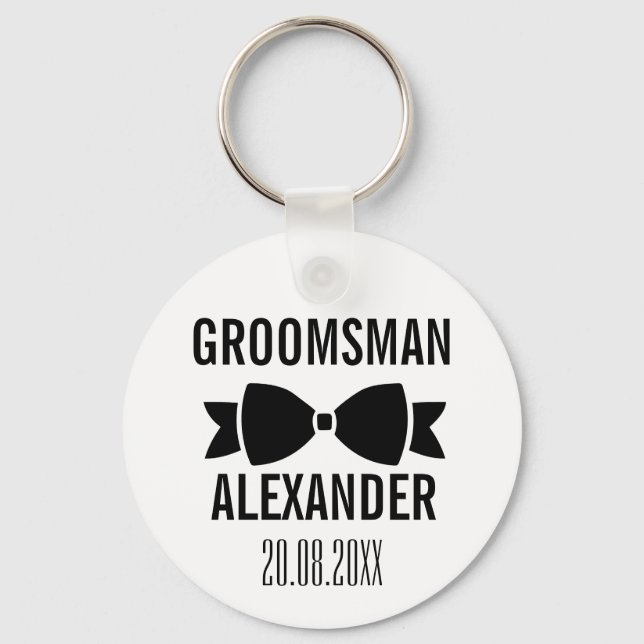 Groom Groomsman Wedding Party Favor Keepsake Keychain (Front)