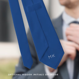 Groom Groomsmen Initials Blue Wedding Neck Tie