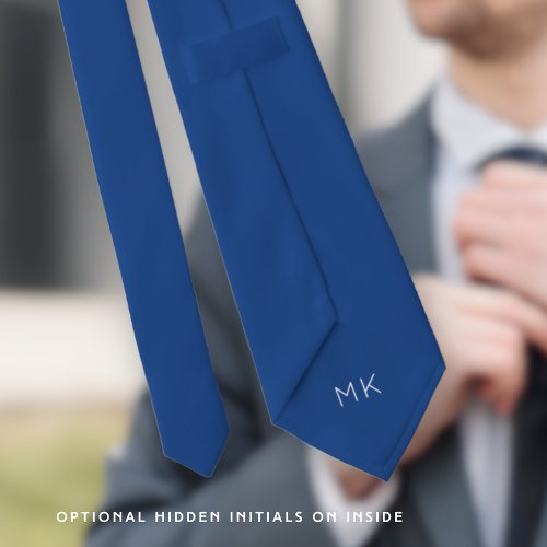 Groom Groomsmen Initials Blue Wedding Neck Tie