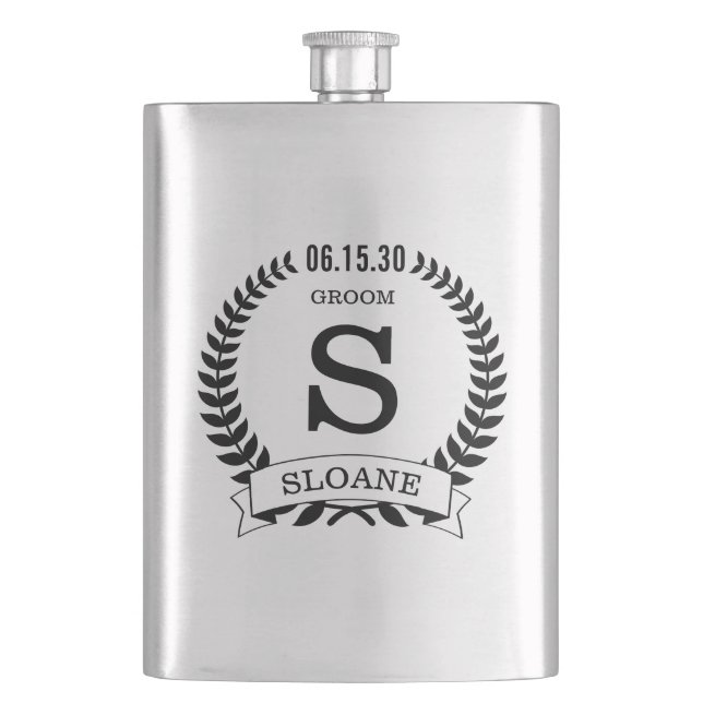 Groom Initial Flask (Front)