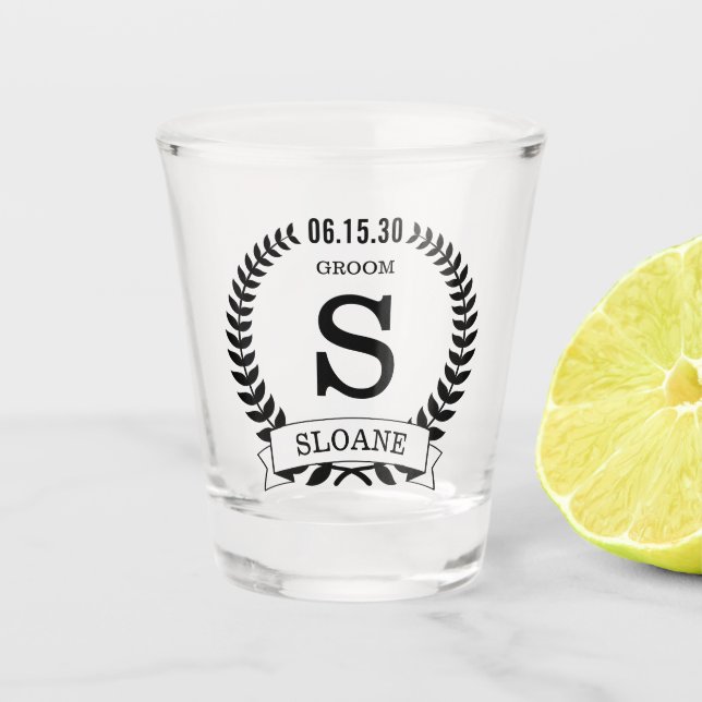 Groom Initial Shot Glass (Front)
