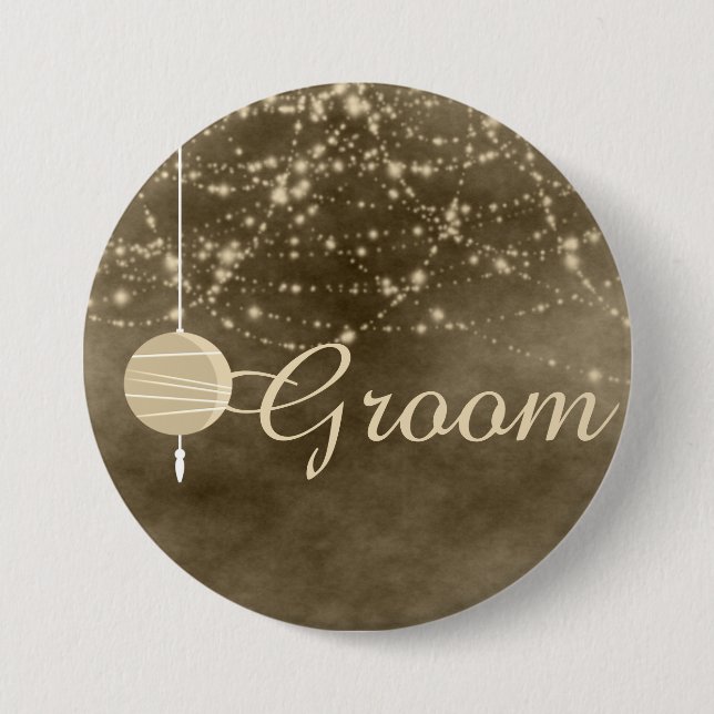 Groom Ivory Lanterns Pinback Button (Front)