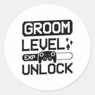 Groom Level Unlock Bachelor Party 1  Classic Round Sticker
