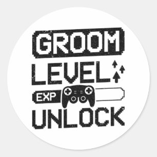 Groom Level Unlock Bachelor Party Classic Round Sticker