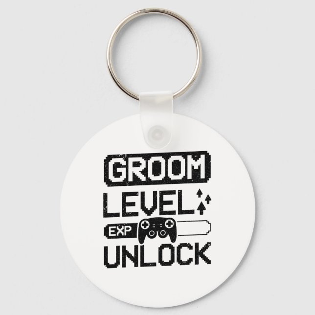 Groom Level Unlock Bachelor Party  Keychain (Front)