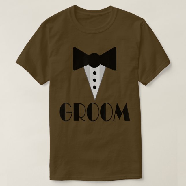 Groom Mock Tuedo Bridal Party Wedding  T-Shirt (Design Front)