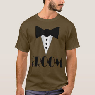 Groom Mock Tuedo Bridal Party Wedding T-Shirt