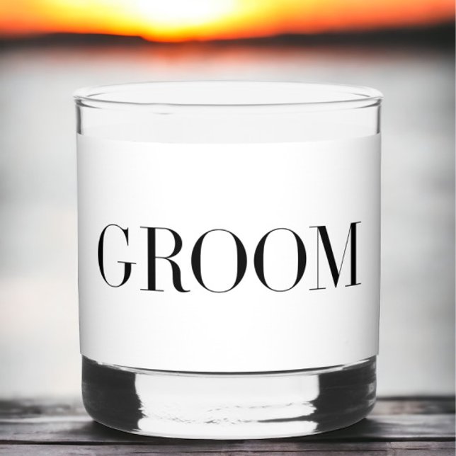 Groom Modern Personalized Minimalist  Whiskey Glass (Creator Uploaded)