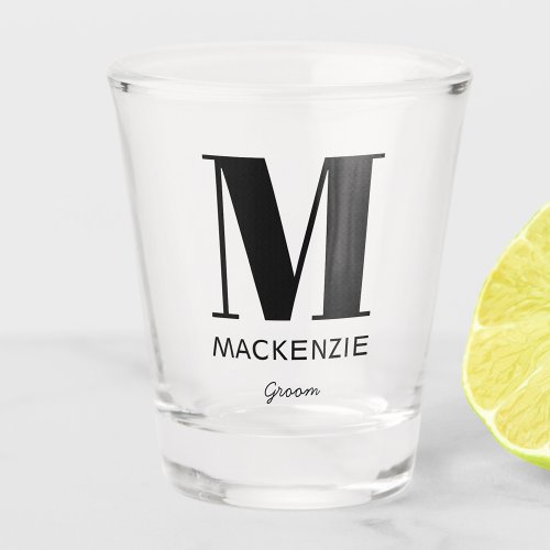 Groom Monogram Name Shot Glass