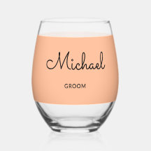Groom Monogrammed Stylish Custom Wedding Peach