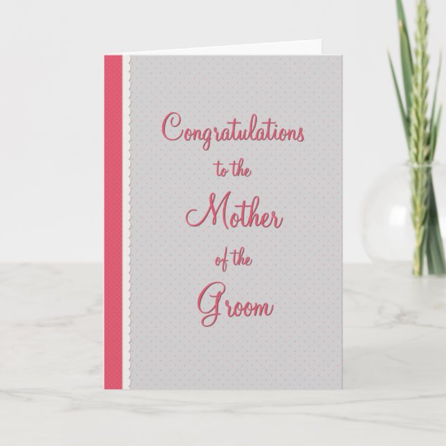 Groom Mother's Pink Polka Lace Card (Front)